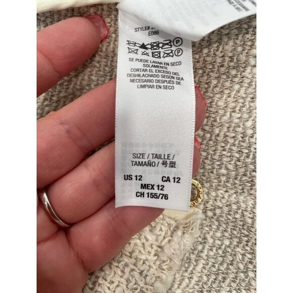 Juicy Couture Cotton Tweed Tan Tailored Italian Fabric Full Zip Fitted Jacket - Picture 10 of 13